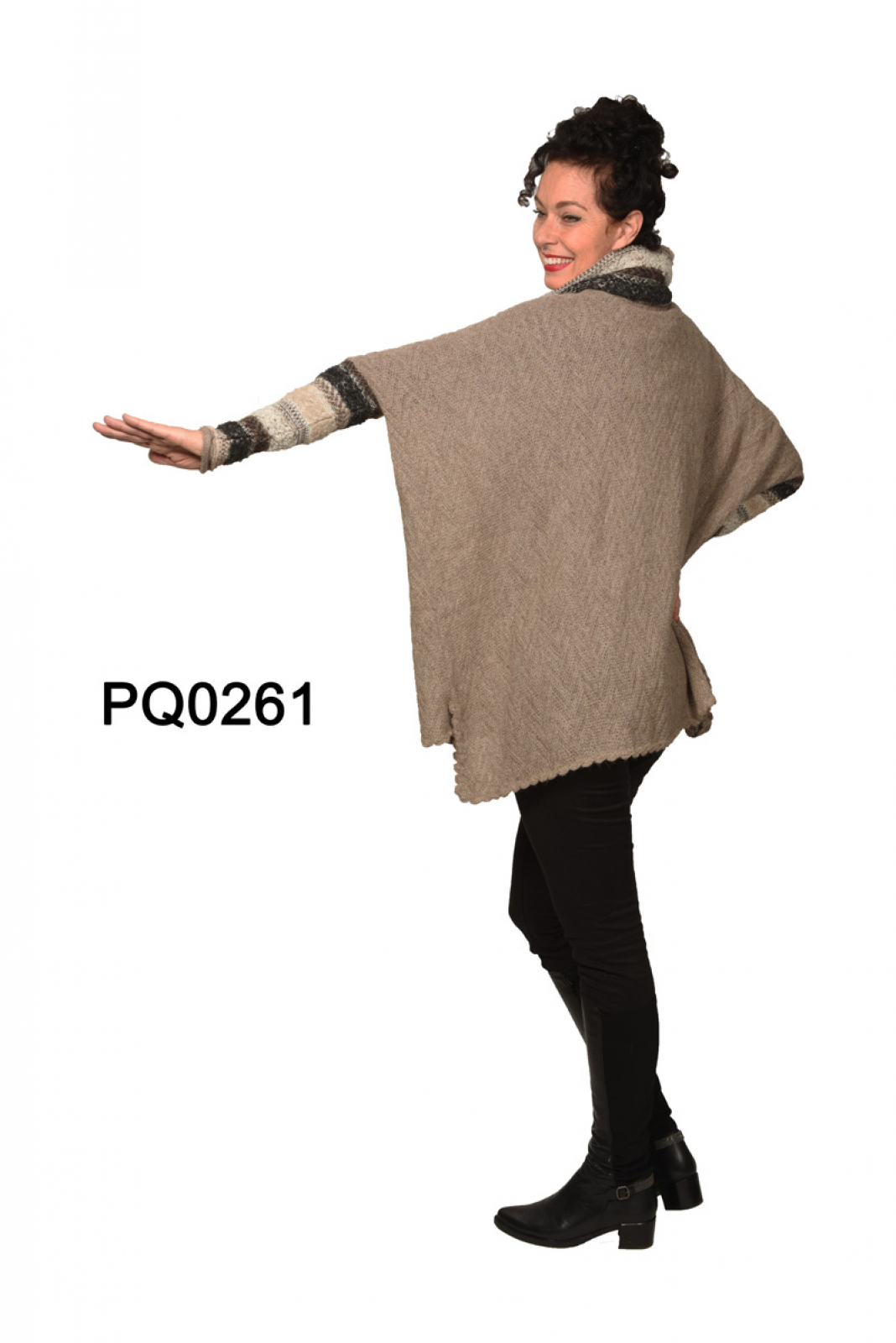 Womens Poncho-Sweater in Baby Alpaca with Bouclé